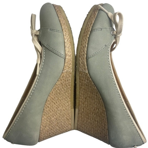 Clarks Originals Lt. Green Canvas Wedge Platform Espadrille w/Tie Detail Sz 10 M - Picture 8 of 13